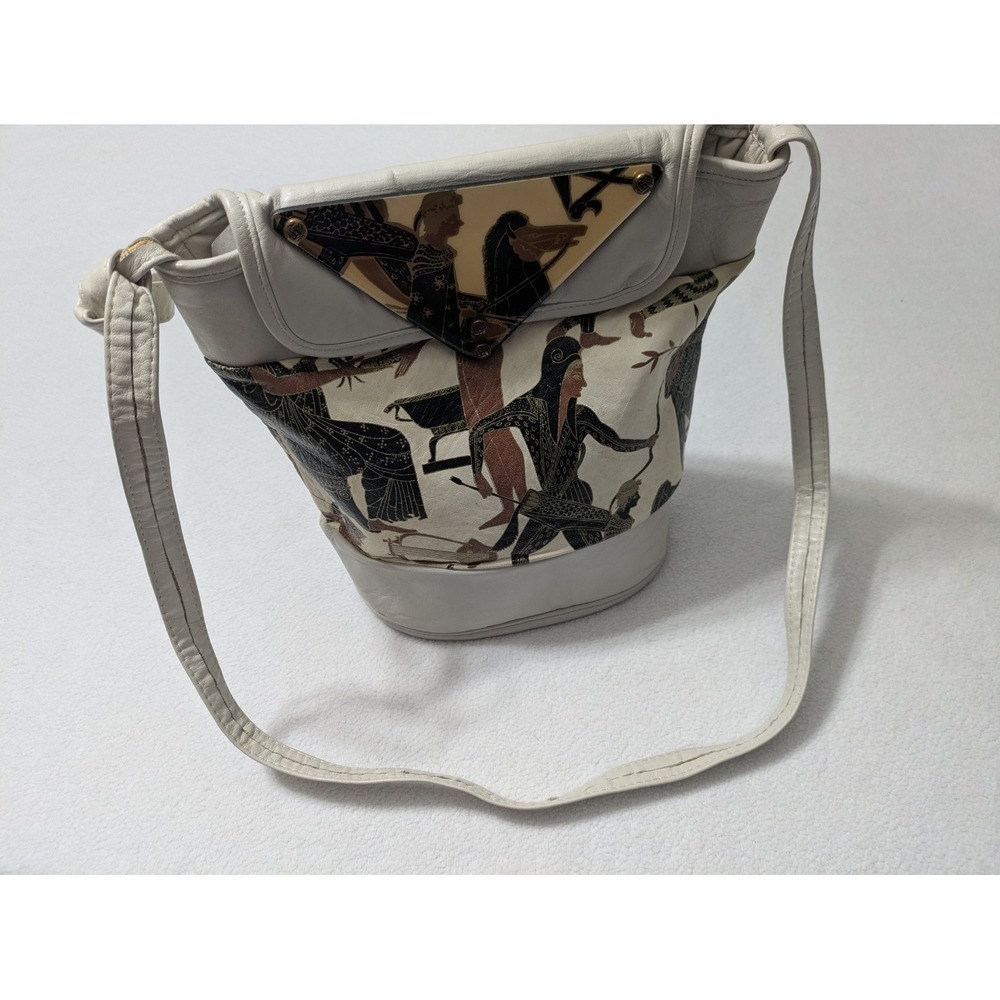 Vtg Patricia Smith Designs Moon Bag Hand-Painted Lacquer Multicolor Purse Bucket